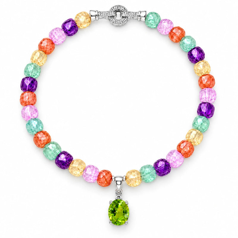 August Birthstone 10A-Grade Natural Olivine Crystal Necklace