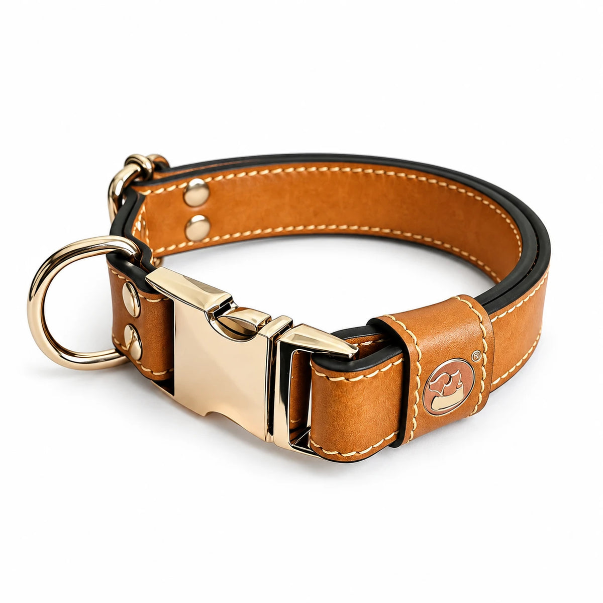 Top-Grain Leather Dog Collar with Quick-Release Buckle